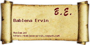 Bablena Ervin névjegykártya